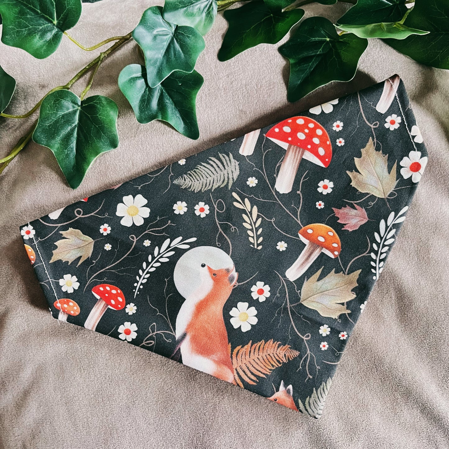 Woodland Fox / mushrooms - Pet Bandana