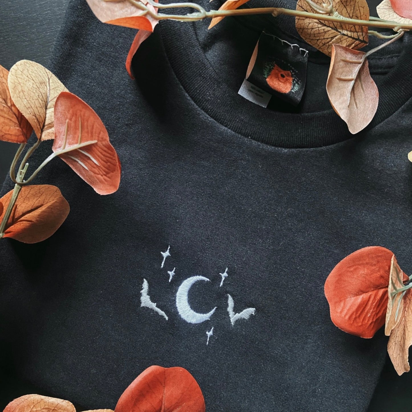 Bats & Moon Embroidered Tshirt